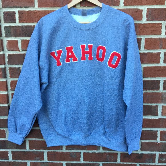 Yahoo Spellout Chenille Letters Sweatshirt Adult Large Gray - Picture 2 of 9